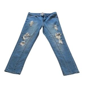 21men Blue Straight Leg Distressed Pants